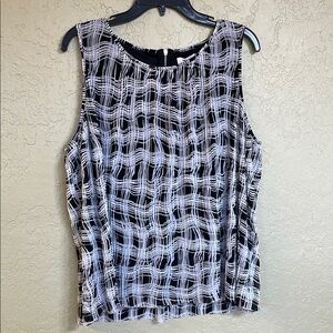 Liz Claiborne Black and White Patterned Tank Top
